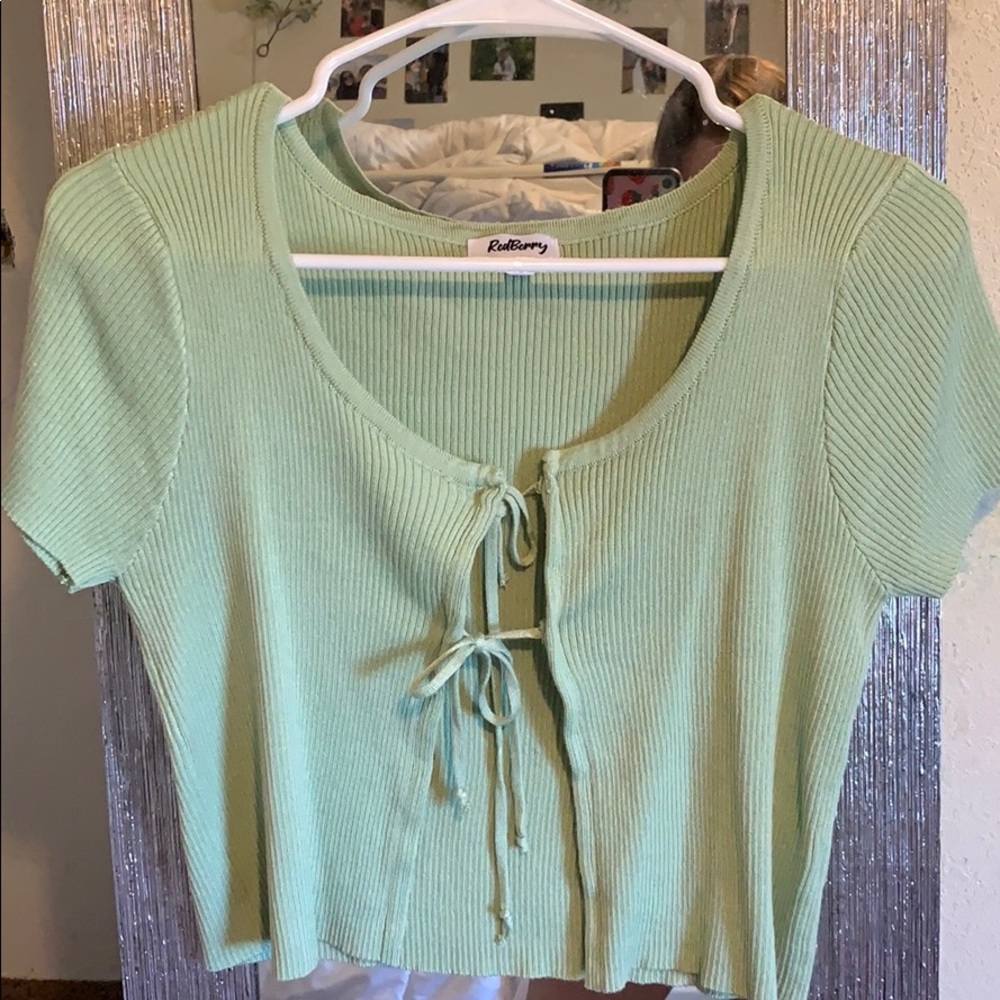 PEPPERMAYO retrograde tie front crop top